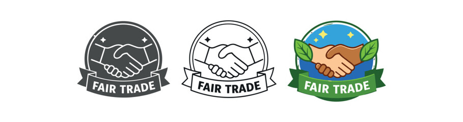 zero contain fair trade badge with shaking hands