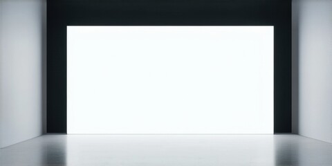 Obraz premium Empty room features bright white rectangle. Dark walls create strong contrast. Minimalist design emphasizes light, space. Clean aesthetic.