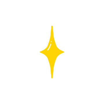 A stylized yellow star shape with four pointed extremities on a plain background illustration