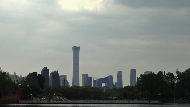 Beijing Modern Skyline with Towers and Urban Park View