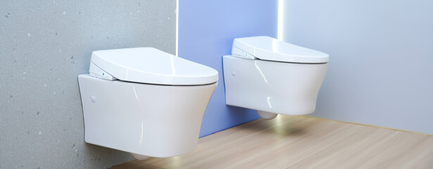 White indoor smart toilet