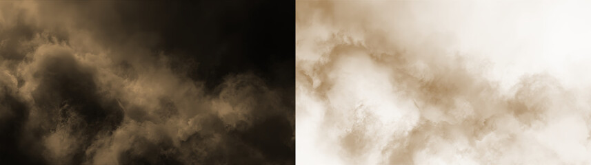 Fototapeta premium Sand, dust, brown, natural, smoke realistic dust PNG with brown sandstorm cloud and textured explosion. This PNG Overlay is transparent, ideal for desert scenes, pollution or storm effects.