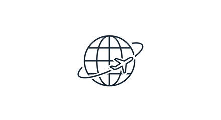 Airplane flying around the globe fast. © Ramadan