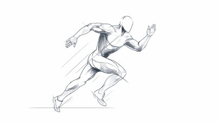 Dynamic Athlete Sprinting Forward - Minimalist Vector Illustration
