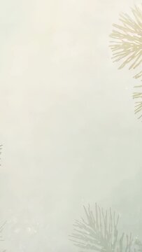 Vertical video: Animating backdrop starting drifting specks, giving holiday mood with pine needles