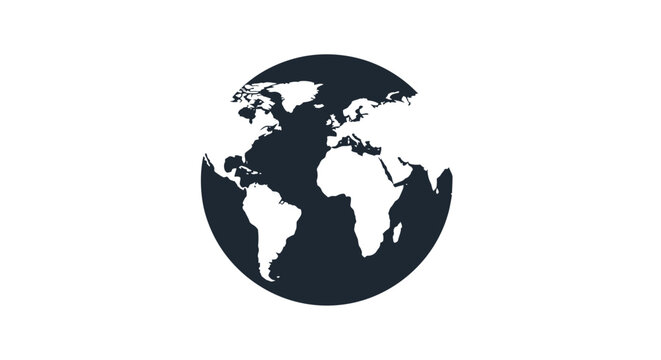 Black and white earth globe icon.