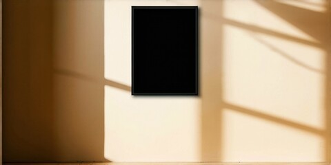 Minimalist wall decor. Shadow play creates dramatic contrast, highlighting blank canvas. Warm tones dominate composition.