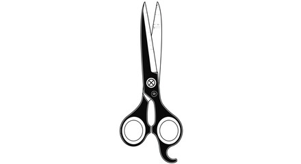 Professional black and white barber or hairdressing scissors vector graphic illustration
