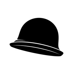 Fototapeta premium Black silhouette of a classic helmet on a white background.