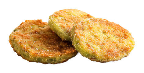 Fried Green Tomatoes - Crispy and Savory Southern Delight - Isolated on White Background