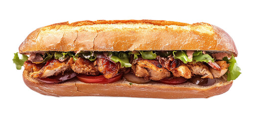 Fried Chicken Sandwich - Crispy and Juicy Chicken Sandwich - Isolated on White Background