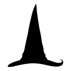 Fototapeta premium Classic black witch hat silhouette isolated on white background for Halloween.