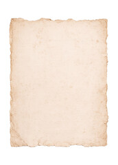 Obraz premium A Piece of Textured Vintage Paper with Torn Irregular Edges Isolated on Transparent Background