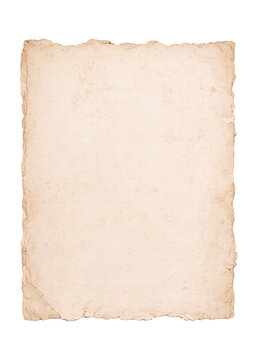 A Piece of Textured Vintage Paper with Torn Irregular Edges Isolated on Transparent Background