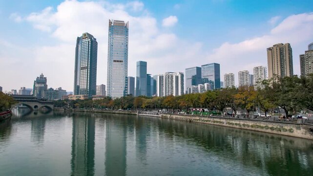 Chengdu Financial District Skyline and Jin River