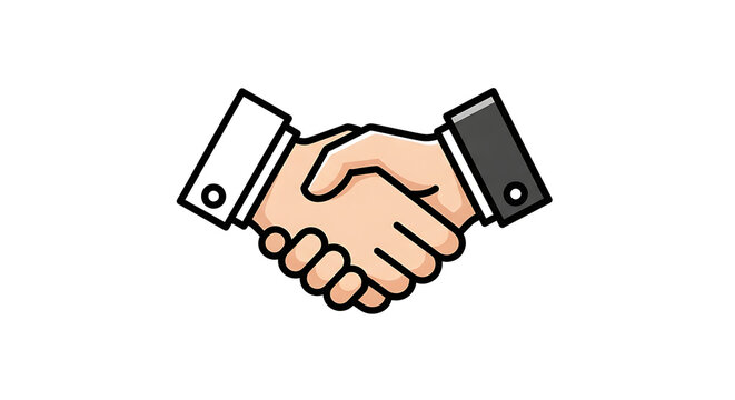 Cartoon Handshake Logo Symbolizing Partnership and Agreement