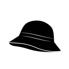Fototapeta premium Elegant black hat with a stylish white band, isolated on white.