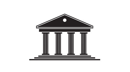 Fototapeta premium Building with pillars and triangular roof icon, symbolizing government, law, or finance. featuring columns, justice, architecture with classic and