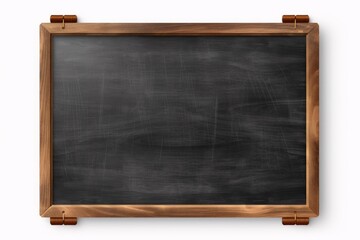 Obraz premium Empty chalkboard surface with a wooden frame and visible chalk traces