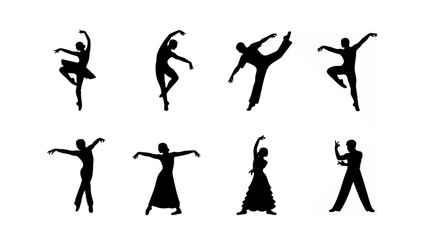 silhouettes of dancing girls