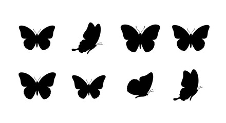 set of butterflies silhouettes