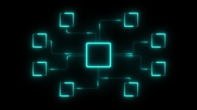 Ai tools or neon box. Multi function for technology motion background.  Tasks Smart AI solutions improve efficiency,  work 4k motion.