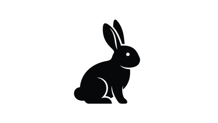 Obraz premium Simple black silhouette rabbit icon on white background for graphic design