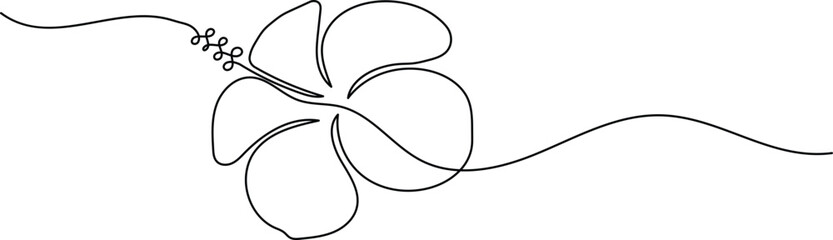 Hibiscus flower continuous one line art drawing minimalist style © Line Art King