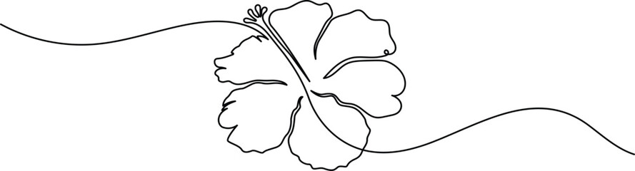 Hibiscus flower continuous one line art drawing minimalist style © Line Art King