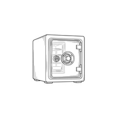 Security Safe Box Line Art Illustration for Finance and Protection © Ikra