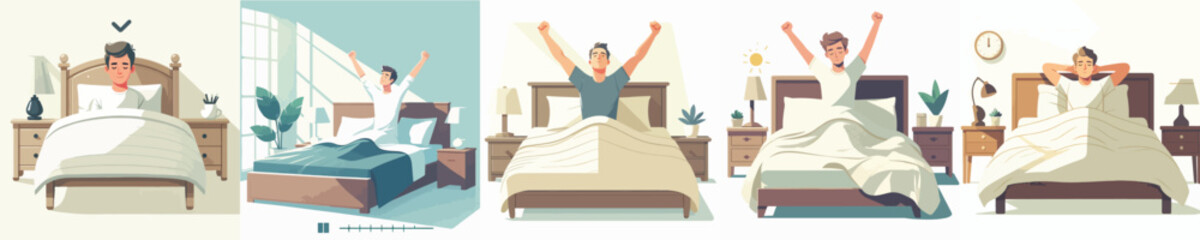 Fototapeta premium vector of a man wakes up