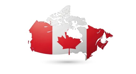 Silhouette of a nation's map overlayed with its flag, shadowed on white