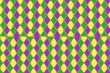 Vibrant Mardi Gras pattern with fleur de lis on colorful diamond background © Asif Creations
