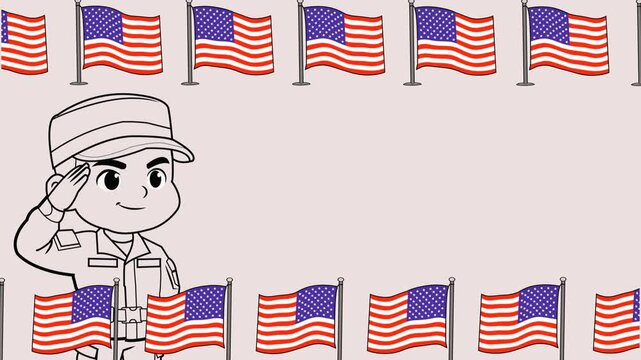 Background of a child saluting the flag. Mini background suitable for American nationalist children.