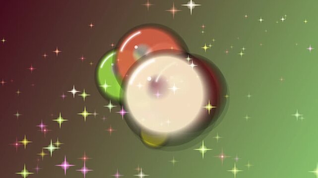 Colorful Bubbles Floating with Sparkling Stars on Gradients Background