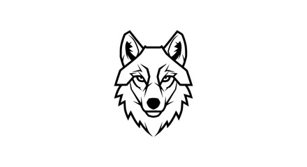Obraz premium Black and White Wolf Head Illustration.