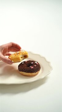 Hand Taking Donut from Dish