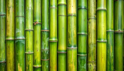 竹の節と節の間の滑らかな表面が整然と並ぶ緑の竹幹テクスチャ背景