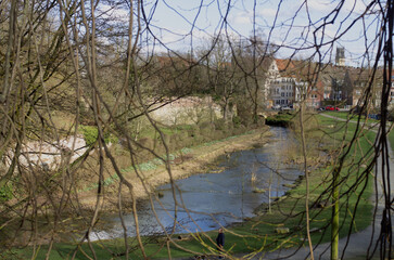 Stadtmauer M&uuml;nster mit dem Turm der &Uuml;berwasserkirche