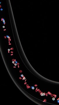Vertical video of Blood Vessel Cross-Section with Blood Cells in Xray