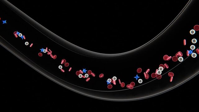 Xray video of Blood Vessel Cross-Section with Blood Cells in 4K