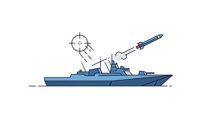 Navy Warship with Missile Launcher. © Dua