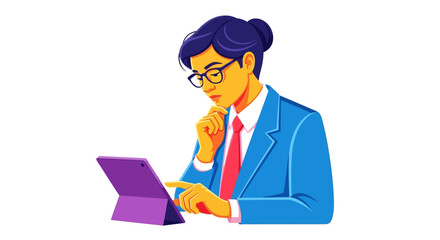 Businesswoman using tablet for digital data analysis