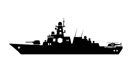 Navy Warship Silhouette Military Vessel. © Dua
