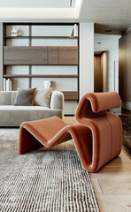 Naklejka premium Large luxury modern bright interiors Living room mockup illustration 3D rendering Generated Color Image