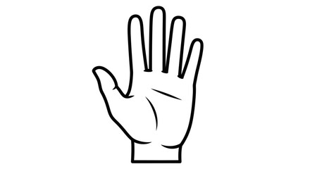 Obraz premium Outline Icon of an Open Hand Symbolizing Stop, Hello, Help, or Presentation Gesture on Isolated White Background