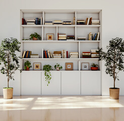 Naklejka premium Large luxury modern bright interiors Living room mockup illustration 3D rendering Generated Color Image