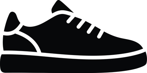 Minimal Sneaker Black Solid Glyph Icon &ndash; Flat Vector Minimal Shoe Silhouette for Sports, Fashion & UI Design