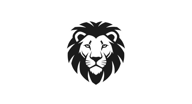 Black and White Lion Head Illustration.