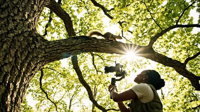 Filmmaker Captures Squirrel Climbing Ancient Oak Tree